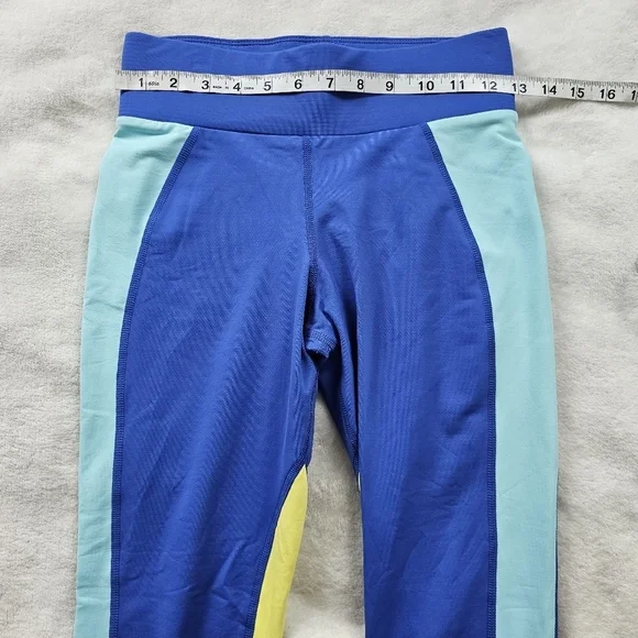 Michi Canyon Colorblock Compression Leggings Blue Yellow Small Luxury Activewear - Picture 8 of 12